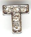 1 9mm Silver Slider with Rhinestones - Letter "T"